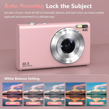 4K Digital Camera Autofocus Vlogging Camera HD 48MP with 2.8" Large Screen Camcorder Camera for Photography for Kid Adult