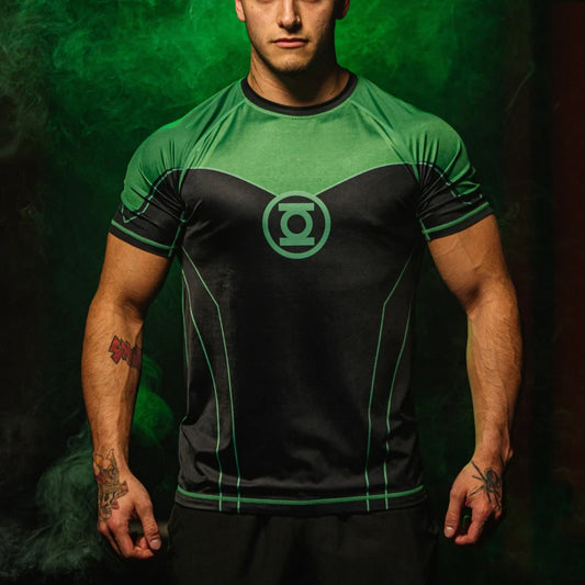 Summer New DC Comics Special Edition Green Lantern Printed Quick-Dry Sports Training Wear Men's Loose Breathable Sports T-shirt