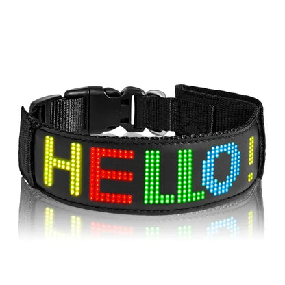 LED Dog Collar DIY ID LED Tag Nameplate Night Glowing Pet Collars Adjustable Safety Puppy Collar for Small Medium Large Dogs