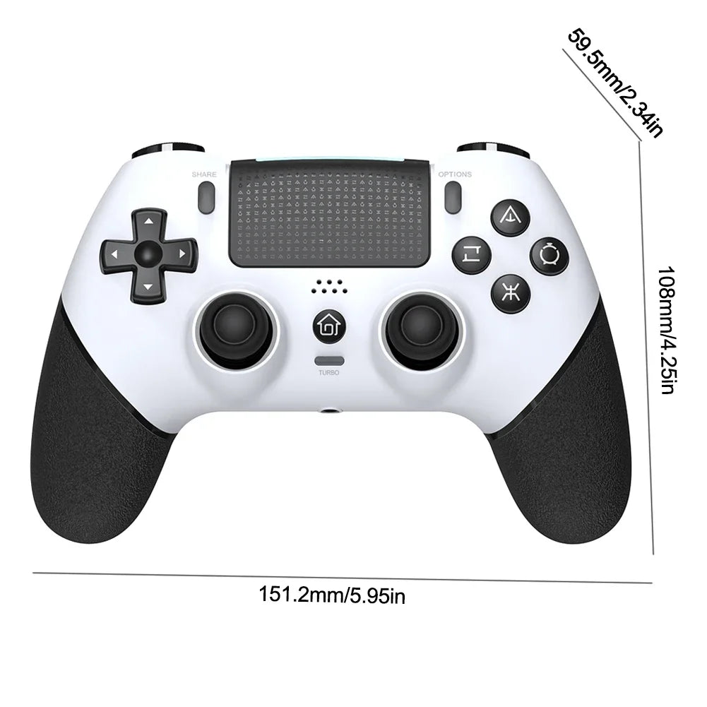 Wireless Gaming Controller 6 Axis Gyro Bluetooth Console Controller Macros Turbo Dual Vibration Hall Effect Joystick for PS4