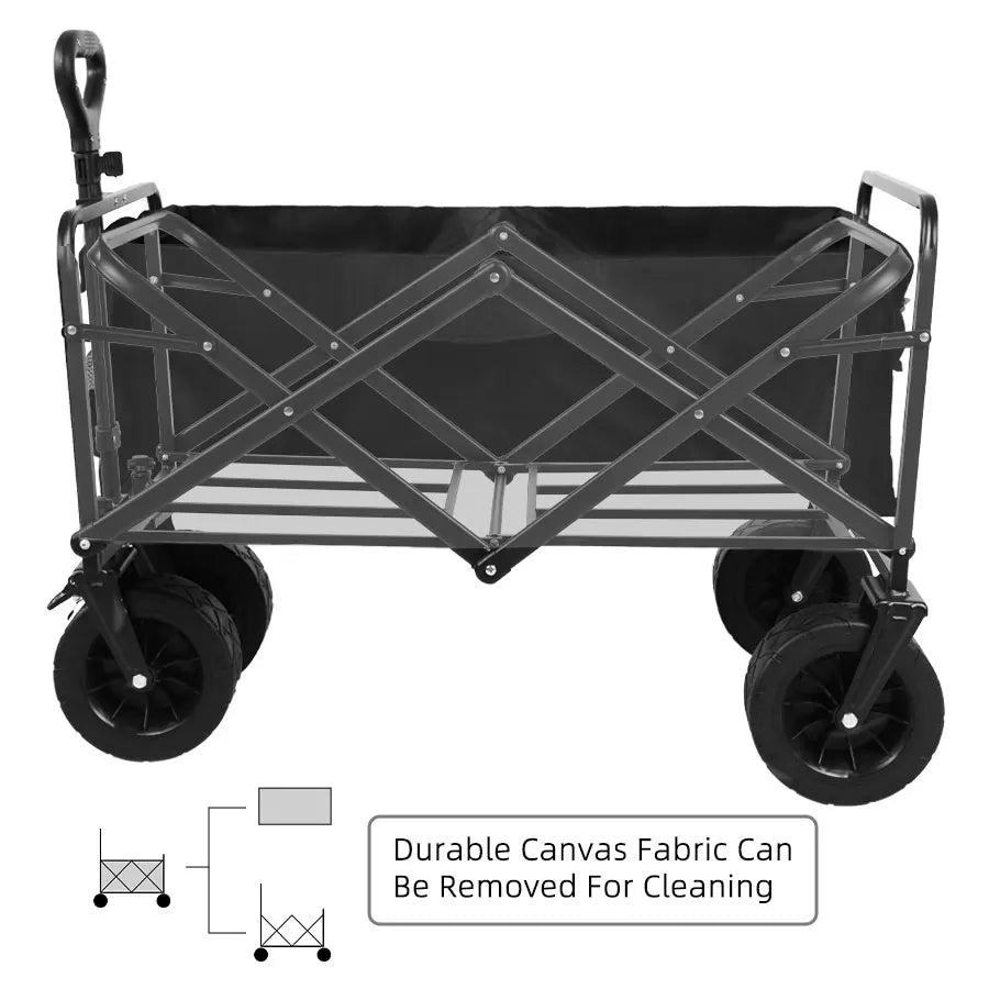 Heavy Duty Outdoor Folding Wagon Cart Large Capacity Collapsible Utility Wagon Trolley Portable Garden Beach Camping Equipment