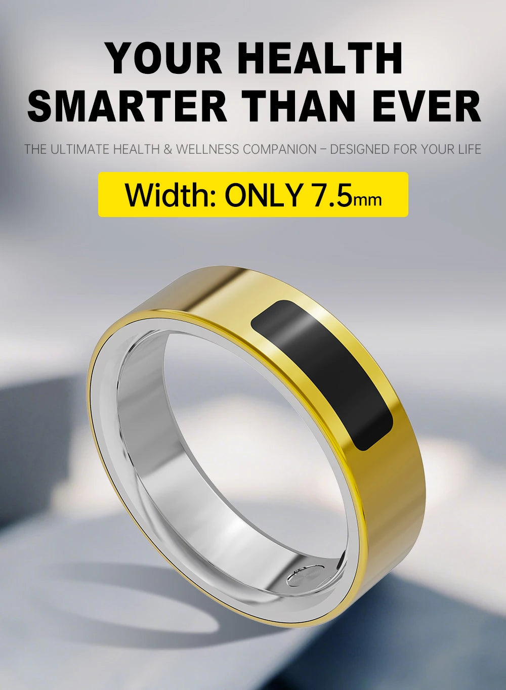 2026 Health Monitoring Smart Ring, Continuous Heart Rate Blood Oxygen Sleep Tracker, Silent Vibration Notification Smart Ring