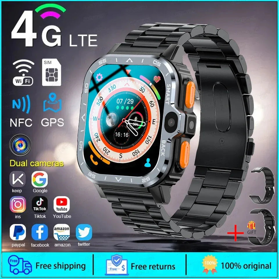 2024 New SIM Smart Watch 2.03inch 4G Network GPS Wifi NFC Dual Camera 64G ROM Storage Google Play Small mobile phone Smartwatch