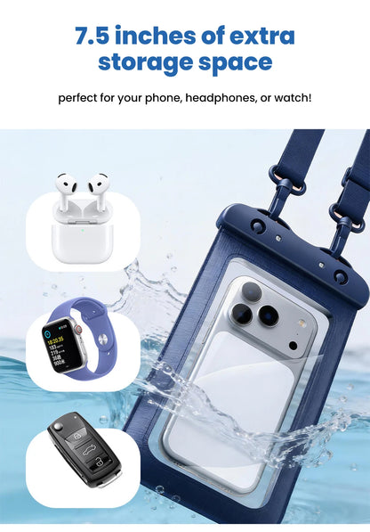 IPX8 Waterproof Phone Pouch 7.5" Universal Dry Bag Underwater Touch Screen Phone Casefor Swimming Rafting Beach
