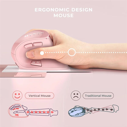 JOMAA 2.4G Wireless Mouse Rechargeable Bluetooth Mouse Ergonomic Vertical Mouse for Mac Windows Laptop Tablet Gaming Mause