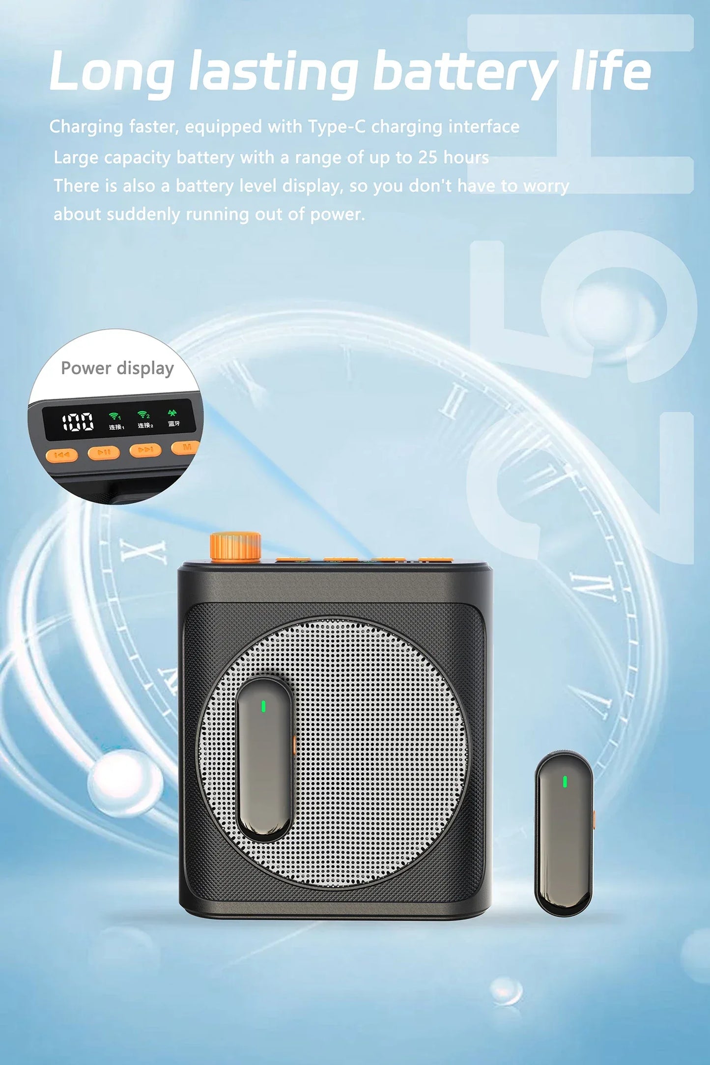 Mini Wireless Megaphone Speaker With Lavalier microphone Portable Voice Amplifier for Teachers, Elderly, Tour Guides, Coaches,