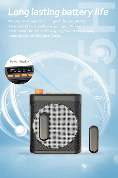 Mini Wireless Megaphone Speaker With Lavalier microphone Portable Voice Amplifier for Teachers, Elderly, Tour Guides, Coaches,