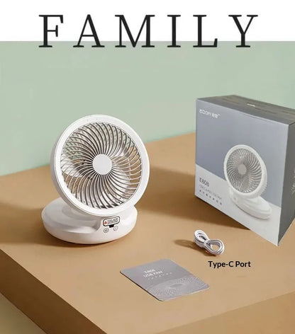 Edon Air Circulation Fan Wireless Suspended USB Rechargeable Night Light Touch Control 4 Wind Speed Folding Electric Fan Home