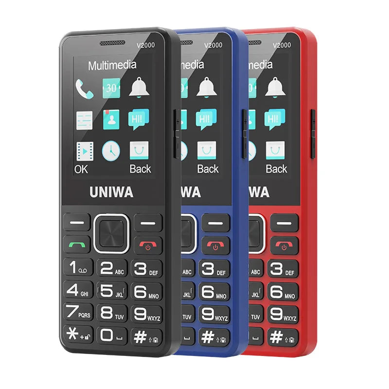 UNIWA V2000 Phone Big Push-Button Dual Screen 0.3MP Camera FM Radio Keyboard 1700mAh 4G Cellphone Support one click dialing