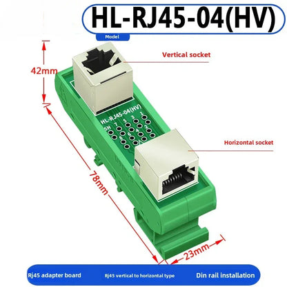 RJ45 adapter terminal RJ45 adapter terminal Cat5e Cat6 adapter board network port DIN35 guide rail installation