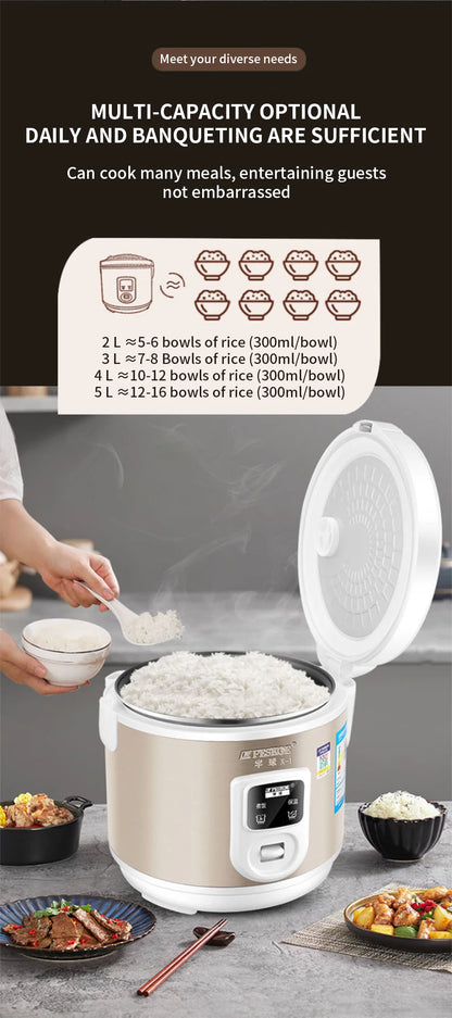 Peskoe Mini Rice Cooker Non-Stick Surface Old-Fashioned 1-2-3 Person Multi-Function Household Cooking Appliance 2L 3L 4L 5L