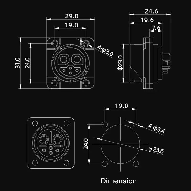 M23 2+4 Rechargeable Battery Aviation Plug Electric Motorcycle Battery Charging Connector 6pin Male Female Waterproof Connector
