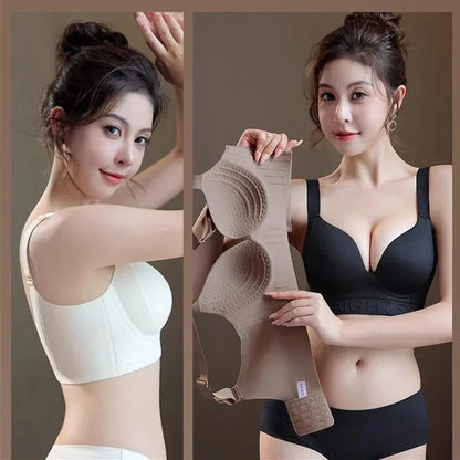Seamless Women's Underwear, Large Size, No Steel Ring, Gathered and Adjusted, Anti-sagging Sexy Bra Push Up Bra