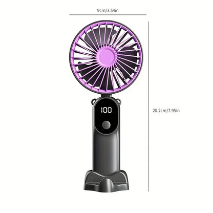 Portable USB Fan 6 Speed Digital Display Foldable 3-in-1 Handheld Neck Desk Fan for Outdoor Travel Home Office Cooling