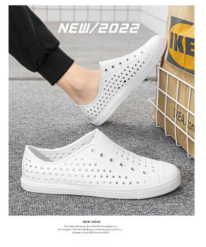 New beach sandals perforated shoes men's anti slip work shoes summer garden shoes water shoes ultra light outdoor walking shoes