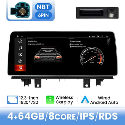 Wireless Carplay Android 12 12.3 Inch IPS 1920*720P Car Multimedia Player For BMW X1 F48 2016 2017 NBT System 4G Wifi Navigation