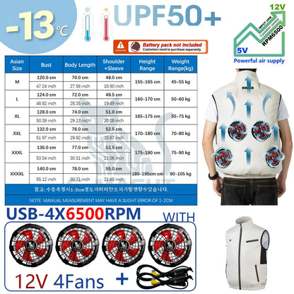 G-MACHT Summer Breathable Wearable Cooling 2-3-4Fans Vest Ice Cooling Air Conditioner Clothes For Outdoor Fishing Heat Resistant