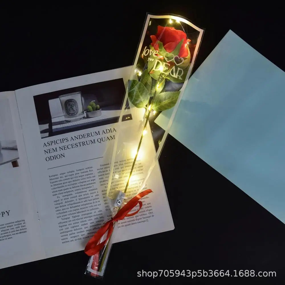 Glowing Rose Artifical Fake Flowers Valentine'S Day Mother'S Day Gift Anniversary Wedding Lover Lighting Roses Party Supplies