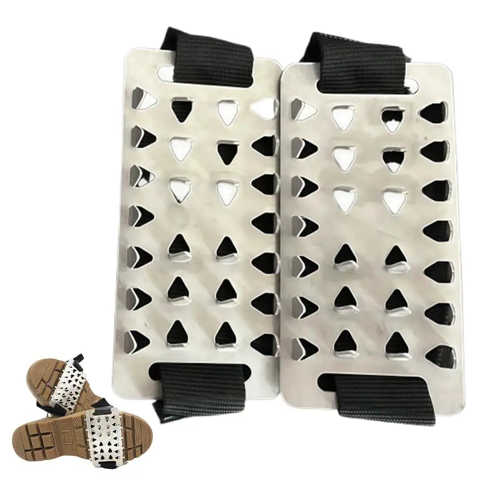 1 Pair Adjustable Stainless Steel Snow Claw Ice Grippers With System - Heavy-Duty Winter Climbing, Walking, Driving Grips Tool