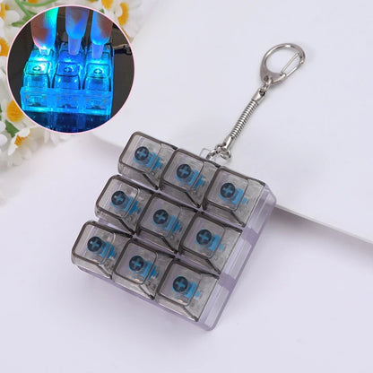 LED 9 Keys Keycap Keychains for Women Men Luminous Stress Relief Finger Pendants Fidget Keyboard Backpack Key Button Keyrings