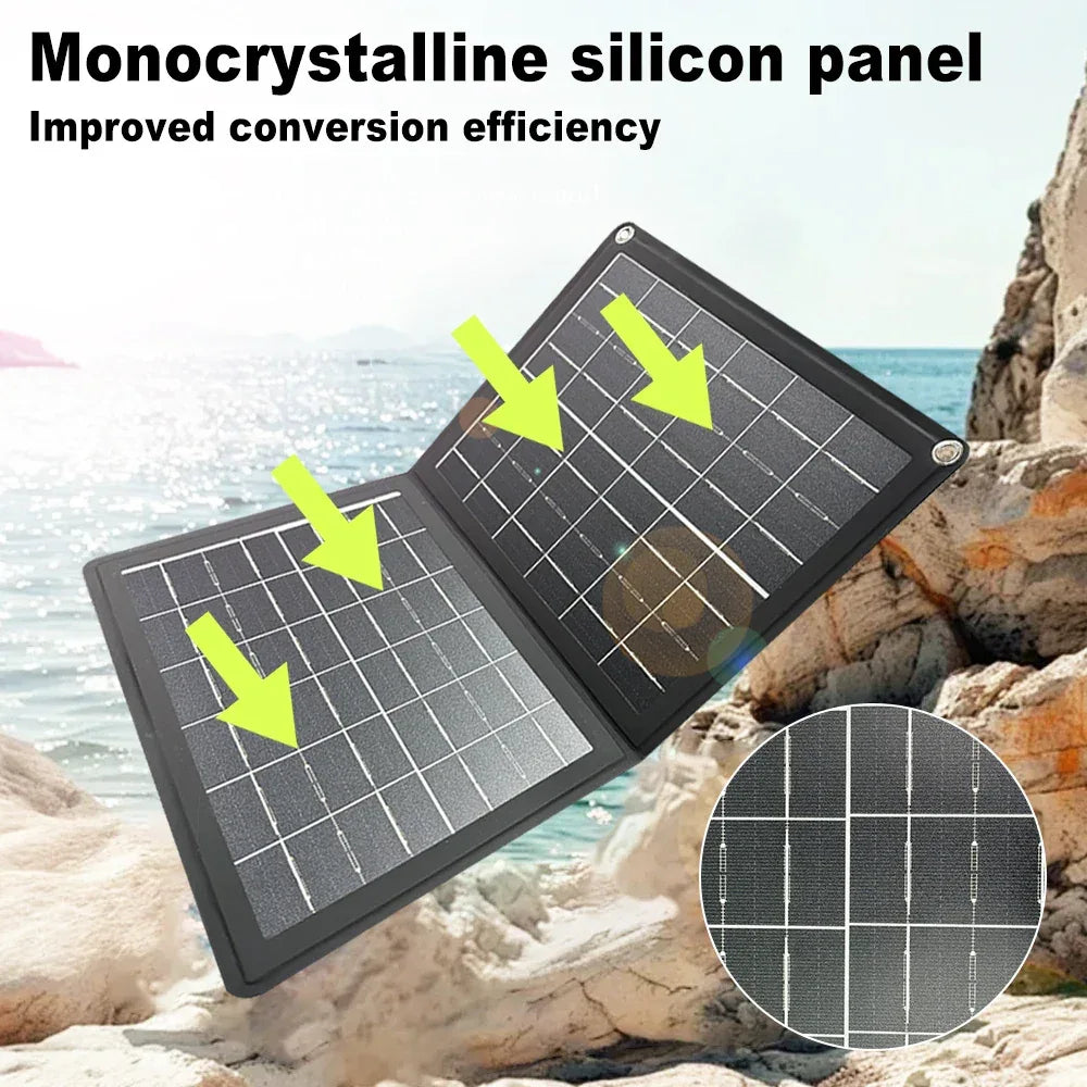 Practical Solar Panel Foldable Power Bank SOECOPO 40W Portable Charge Phone Outdoor Activities  USB + Type - C 5V/2.4A Camping