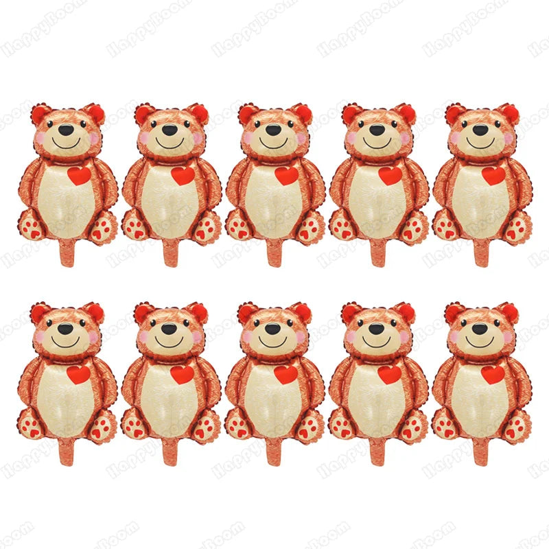 3/5/10pcs Mini Heart-shaped Bear Valentine's Day Birthday Theme Party Wedding Baby Shower Decoration Foil Balloon Kids Toys Gift