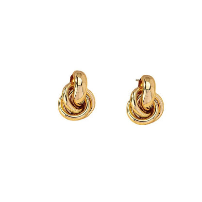 Geometric Gold Plated Stud Earrings For Women Elegant Thick Knot Trendy Hypoallergenic Earring Fashion Jewelry Gift