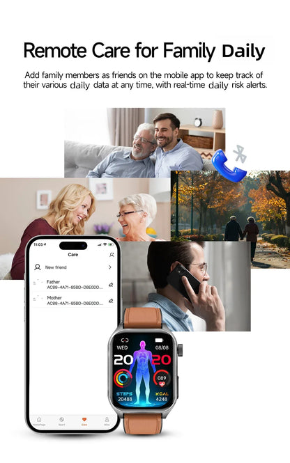 LIGE New Accurate ECG+PPG Smart Watch Laser Therapy Blood Lipid Uric Acid BP Heart Health Analysis BT Call Smartwatch Men Women