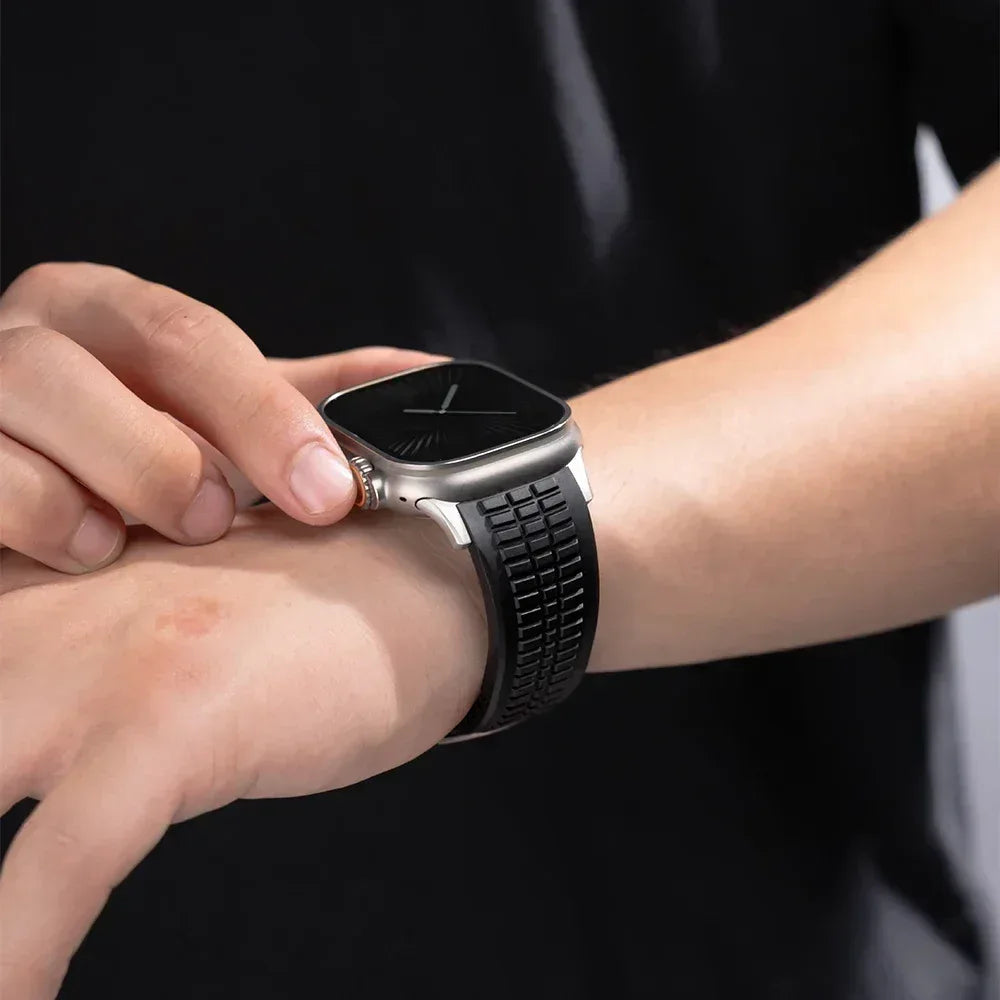 Silicone Band for Apple Watch Ultra 3/2 49mm Strap Men Sport Bracelet for Iwatch 11 10 9 8 7 6 5 Se 46mm 45mm 44mm  Watchband