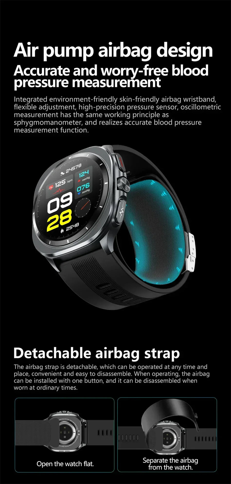 Airbag measurement Smart Watch Men ECG Air Pump Blood Pressure Blood Oxygen BT Call NFC SmartWatch For Man Android iOS upgrade