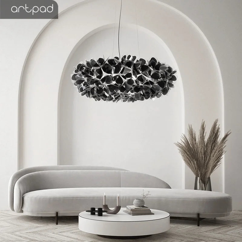 Modern Hanging Ceiling Lamp Chandelier for Living Room Lustre Petal Pendant Chandelier Bedroom Restaurant Black Indoor Lights
