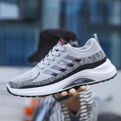 Men's Fashionable Sporty Casual Shoes Spring Autumn New Style Running Shoes Breathable Mesh Upper Thick Bottom PVC Outsole