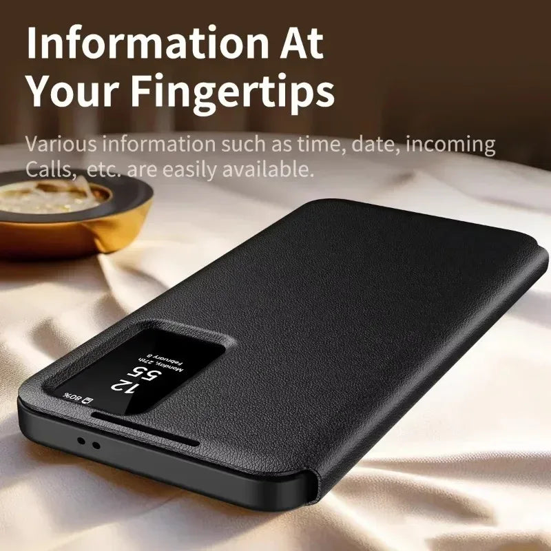 Original High Quality Smart Display LED View Windows Case For Samsung S25 Ultra S24 S23 S22 Plus Flip Wallet Card Phone Cover