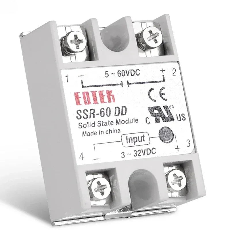 DC-DC Single Phase Solid State Relay SSR Module 10A 25A 40A 60A 80A 100A Input Voltage 3-32V 12V to 5-60V DC Output Load Relays