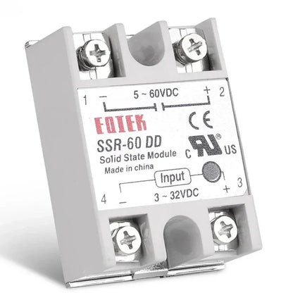 DC-DC Single Phase Solid State Relay SSR Module 10A 25A 40A 60A 80A 100A Input Voltage 3-32V 12V to 5-60V DC Output Load Relays