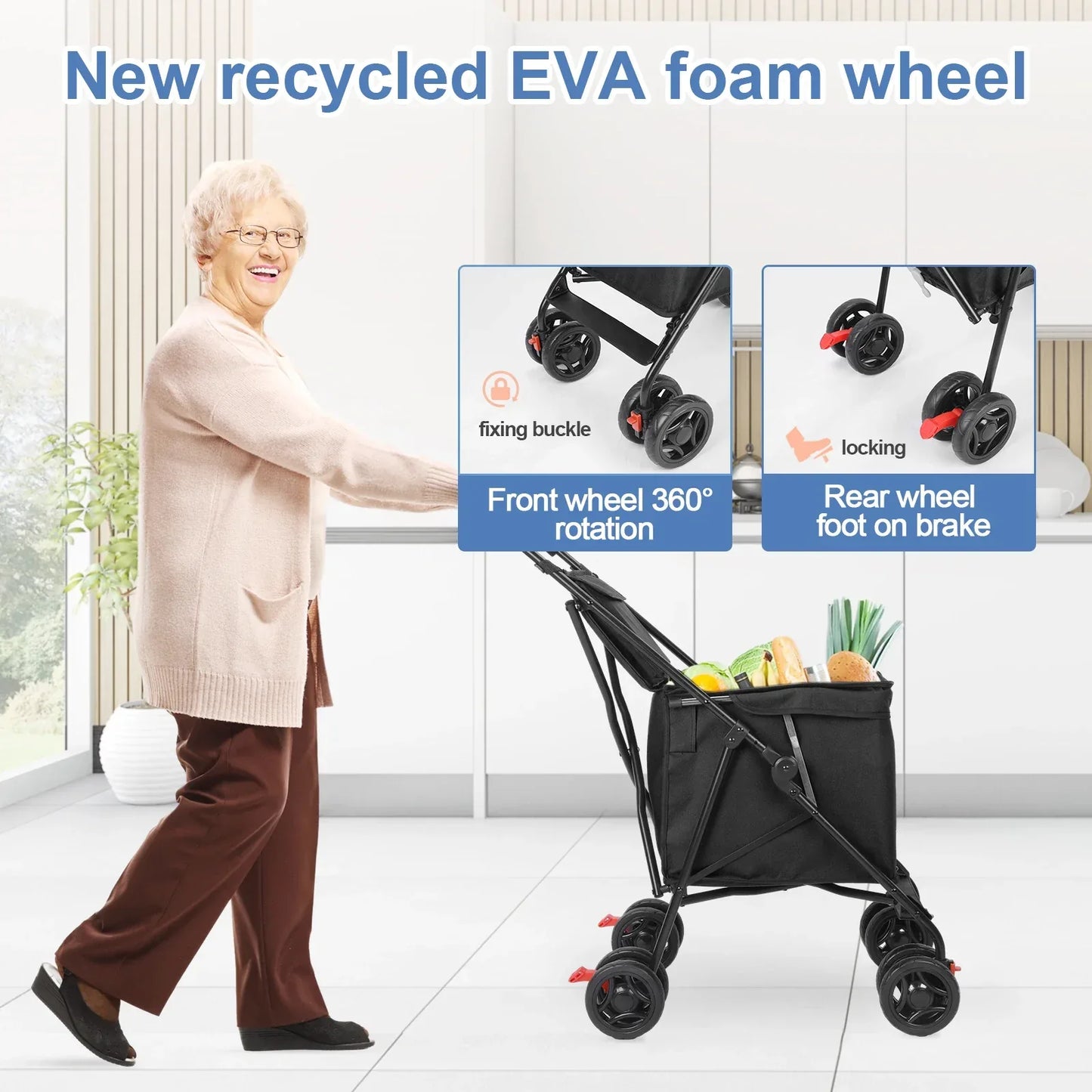 Multifunctional Cart Folding Portable  Durable Lightweight Market Purchase Bag Trolley,Pet Stroller,For Picnic