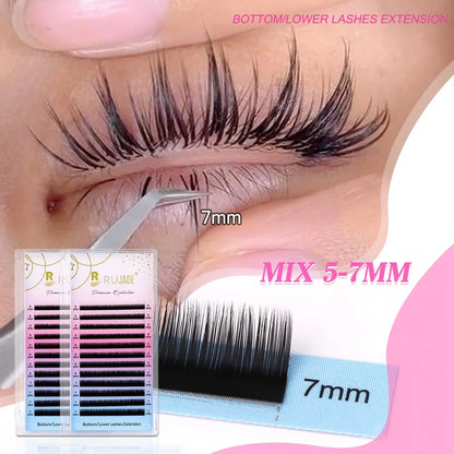 RUJADE Bottom Lower Eyelash 5-8mm Short Natural Individual Under Lashes Soft Professional Faux Mink Lash Extensions