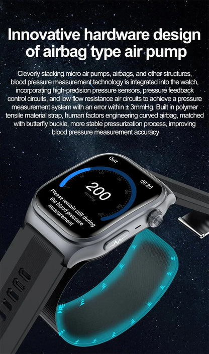 Sapphire Glass Air Pump Airbag Test Three High Smart Watches Men ECG Heart Rate Blood Pressure Health Tracker NFC Smartwatch