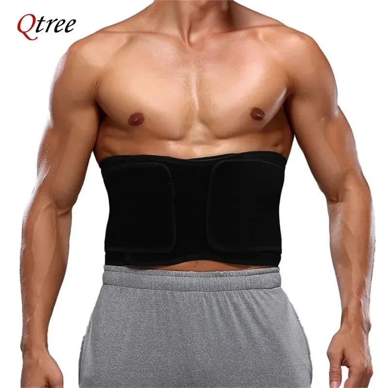 Qtree Men Waist Trainer Weight Loss Belt Slimming Body Shaper Workout Fat Burning Corset Sauna Sweat Wrap Fitness Trimmer Strap