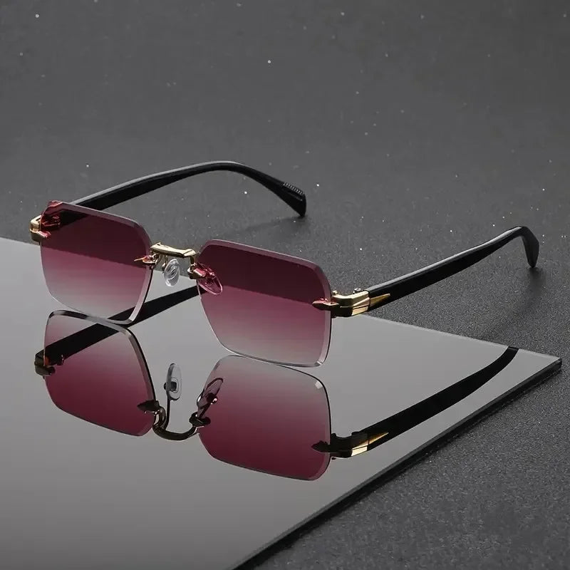 Rimless Rectangle Sunglasses for Women and Men – Fashion Small Square Frameless Shades, Summer Travel UV400 Protection Eyewear, Classic Unisex Oculos