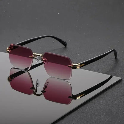 Rimless Rectangle Sunglasses for Women and Men – Fashion Small Square Frameless Shades, Summer Travel UV400 Protection Eyewear, Classic Unisex Oculos