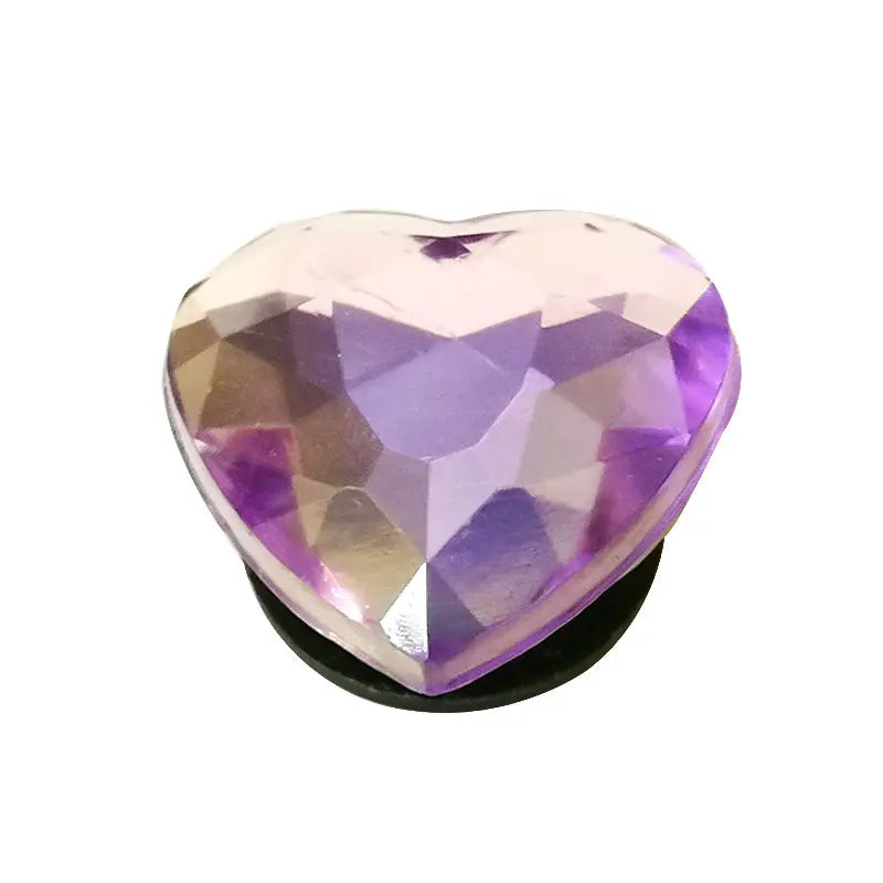 1PCS Bling Crystal PVC Shoe Charms Flower Heart Shaped Gem DIY Accessories Shoe Decorations Charms Transparent Diamond