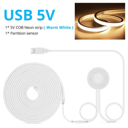DC5V USB Touch Sensor Dimmable and Hand Sweep Switch COB Light LED Strip Neon Silica Gel Tape Waterproof Backlight DIY Home