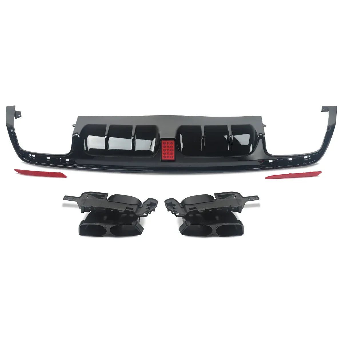 FOR MERCEDES S CLASS W222 B STYLE AMG REAR DIFFUSER TAILPIPE GLOSS BLACK 13-17