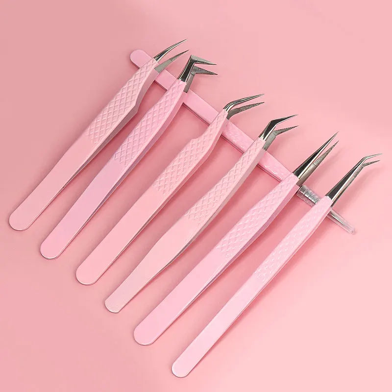 1pcs Fiber Tip Eyelash Extension Tweezers Stainless Steel Eyebrow Clip Lash Lifting High Precise Eyelashes Tweezer Makeup Tool