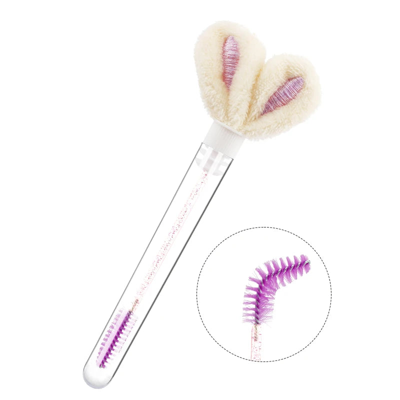 10pcs Tube Eyelash Brush Lash Extension Makeup Brushes Eyebrow Comb Rabbit Ears Designer False Eyelashes Microbrush Beauty Tool