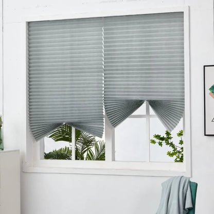 Adhesive Blackout Darkening Pleated Window Shade Blinds Portable Temporary Blinds Bedroom Apartment Dorm Roller Blackout Curtain