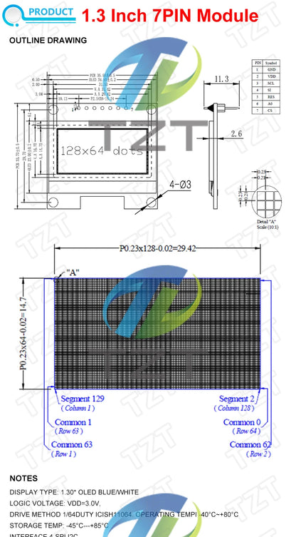 1.3 inch OLED module SPI/IIC I2C Communicate white/blue color 128X64 1.3 inch OLED LCD LED Display Module 1.3" OLED Module