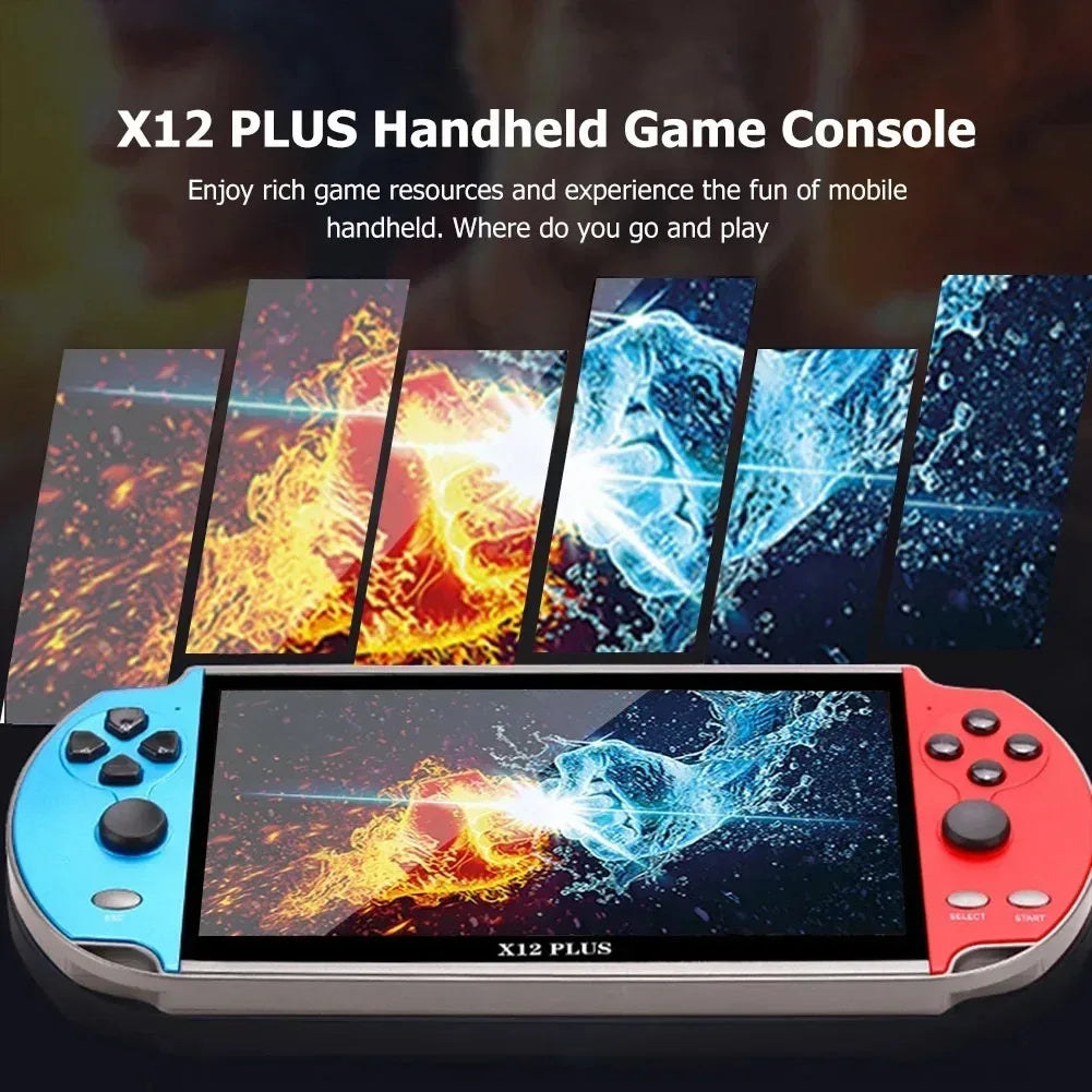X12 Plus Portable Gaming Console, 7.0-inch HD screen, Portable Audio-Video Player, Classic Games, Over 10,000 Free Built-in Game