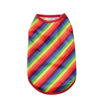 Breathable Dog Clothes For Small Medium Dogs Cats Summer Creative Rainbow Print Puppy Vest T-shirt Schnauzer Pug Pet Costume